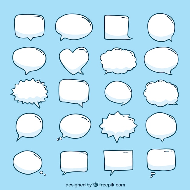 Collection of hand drawn speech bubble