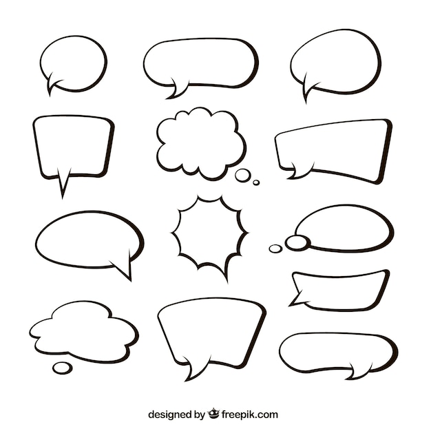 Free vector collection of hand drawn speech bubble