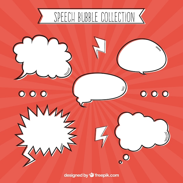 Free vector collection of hand-drawn speech bubble