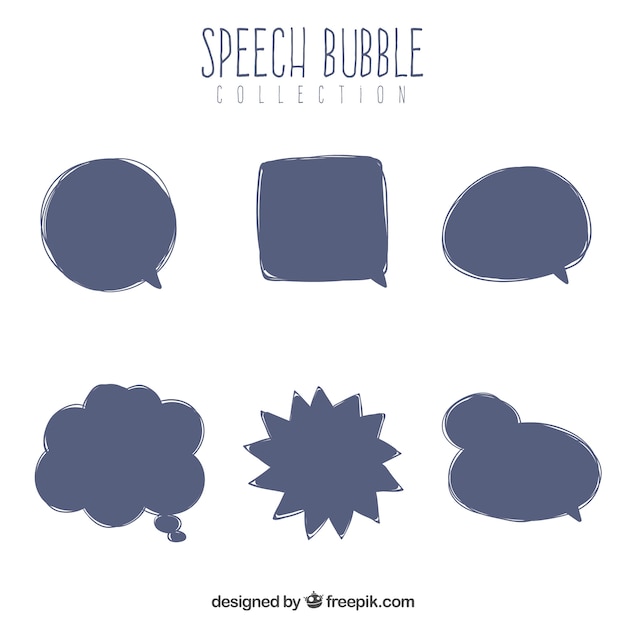 Collection of hand drawn speech bubble