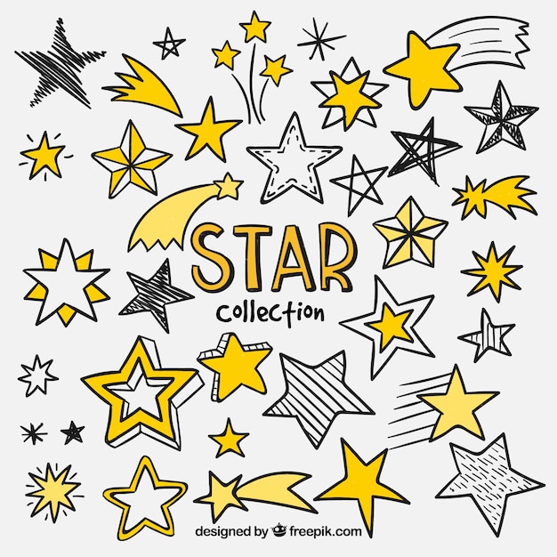 Collection of hand drawn star