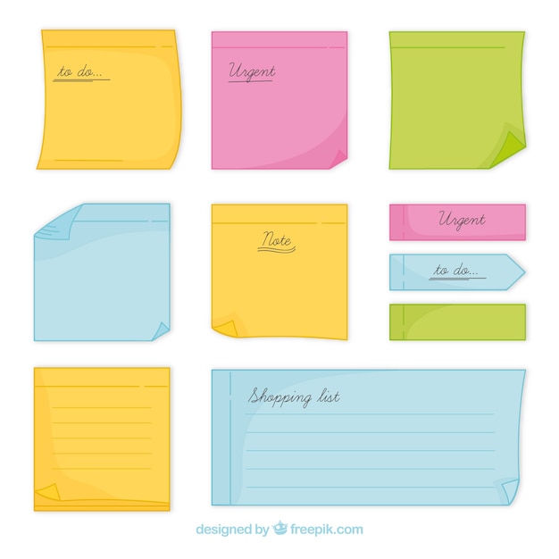 Free vector collection of hand drawn sticky note