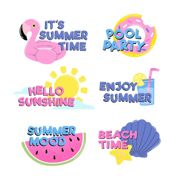 Free vector collection of hand drawn summer labels