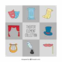 Free vector collection of hand drawn theater elements