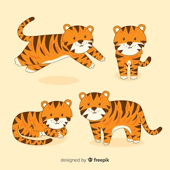 Collection of hand drawn tigers