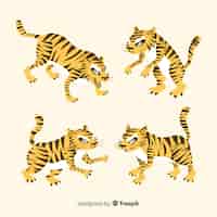 Free vector collection of hand drawn tigers