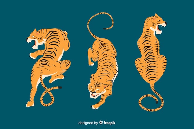 Collection of hand drawn tigers