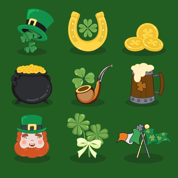 Collection of hand drawn traditional st. patrick's day elements