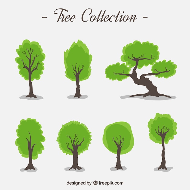 Free vector collection of hand-drawn trees