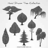 Free vector collection of hand-drawn trees