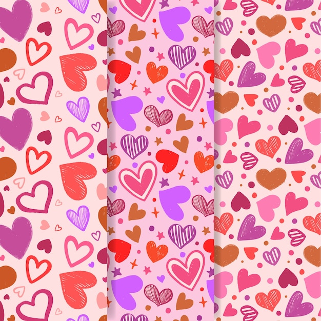 Collection of hand drawn valentine's day pattern