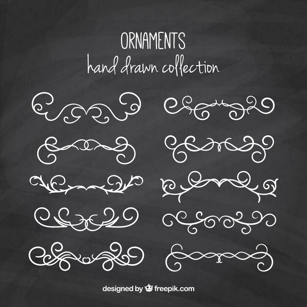 Collection of hand drawn victorian ornamental element