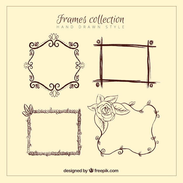 Collection of hand drawn vintage frames