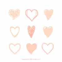 Free vector collection of hand drawn vintage hearts