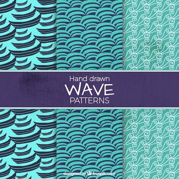 Free vector collection of hand-drawn wave patterns