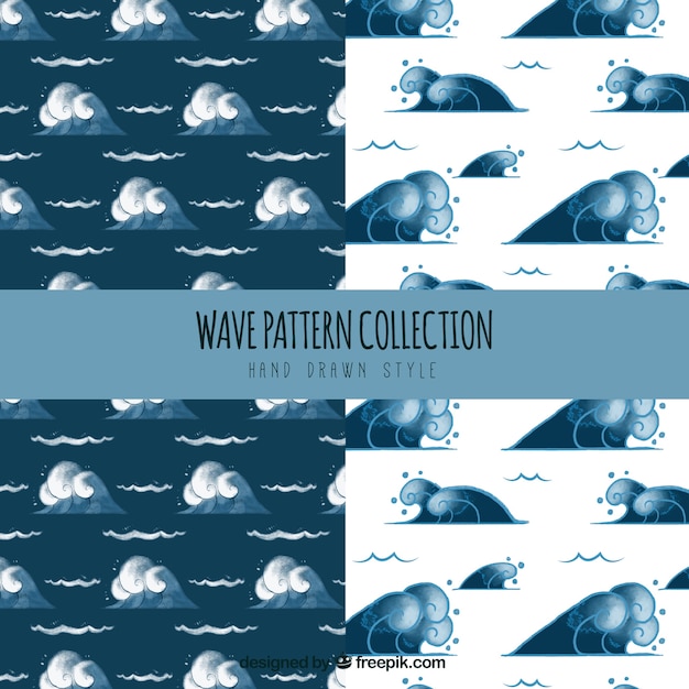 Collection of hand-drawn wave patterns