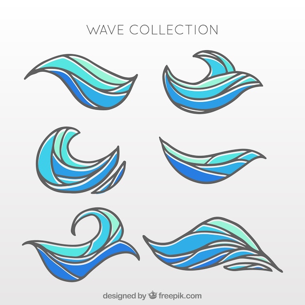 Free vector collection of hand drawn waves in abstract style