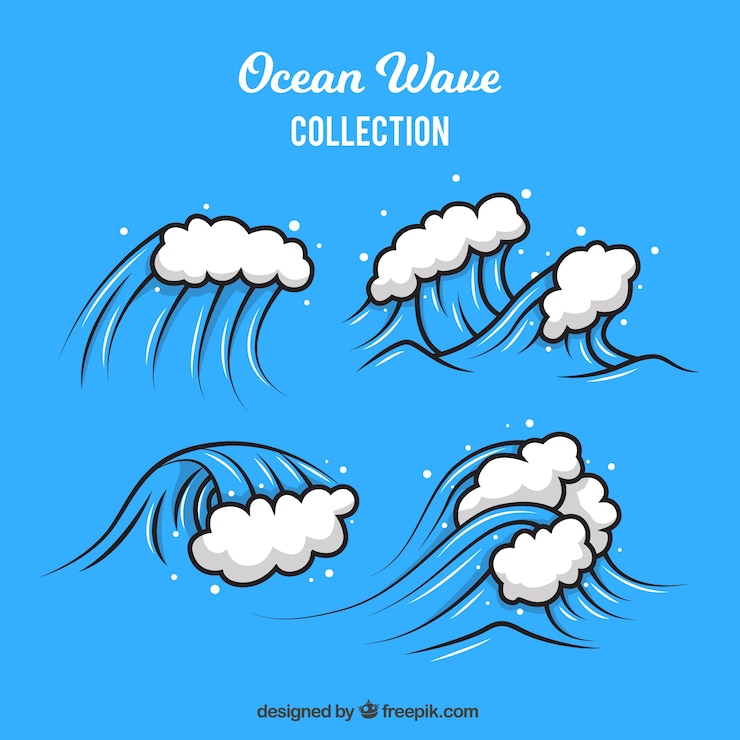 Free Vector collection of hand drawn waves