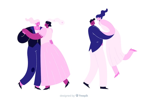 Free vector collection of hand drawn wedding couple