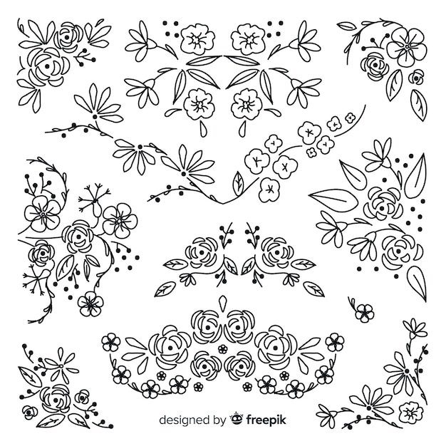 Collection of hand drawn wedding ornament 