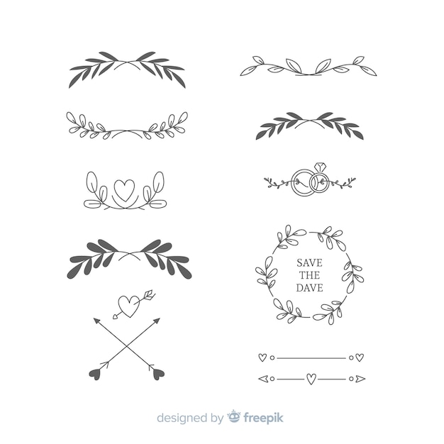 Hand Drawn Wedding Ornaments – Free Vector Download