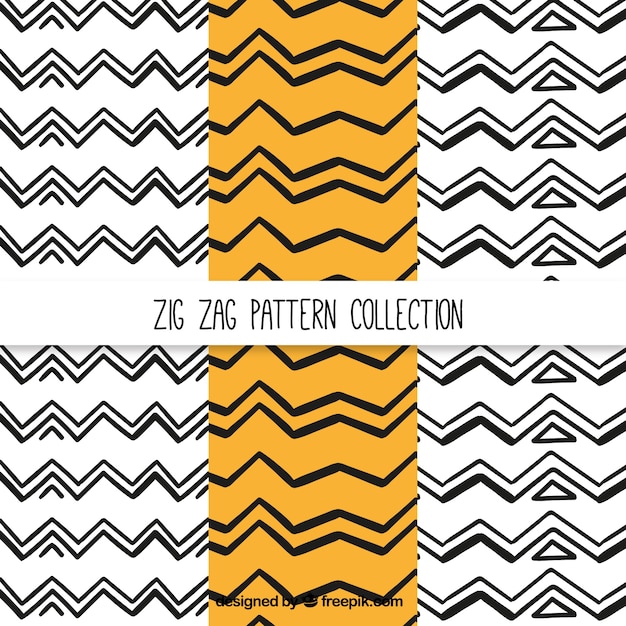 Collection of hand-drawn zig-zag patterns