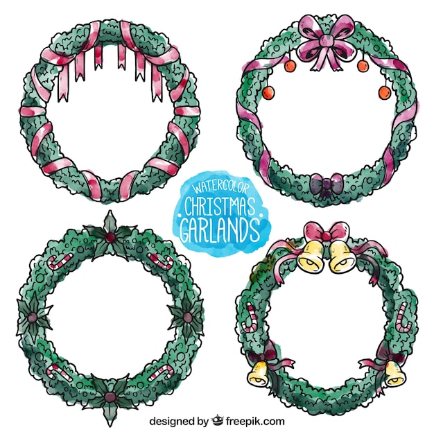 Collection of hand painted christmas garlands