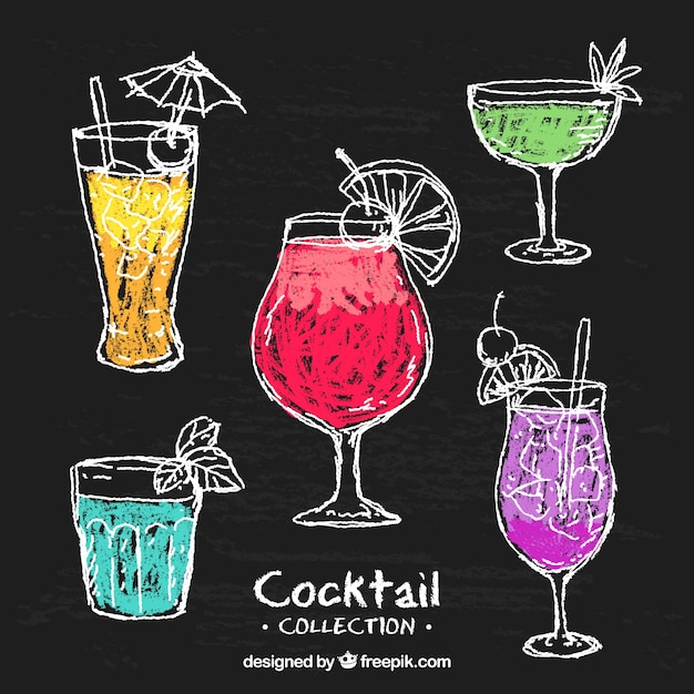 Free vector collection of hand-painted cocktails