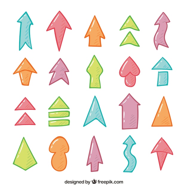 Free vector collection of hand-painted colored arrows