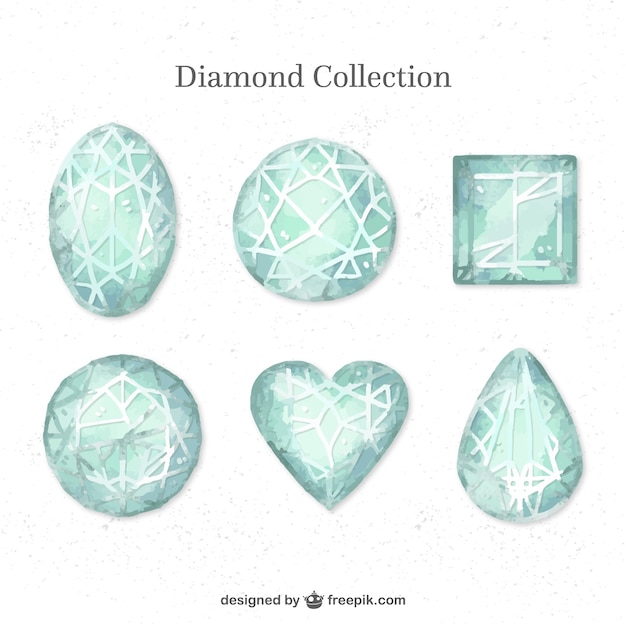 Free vector collection of hand-painted diamonds with different designs