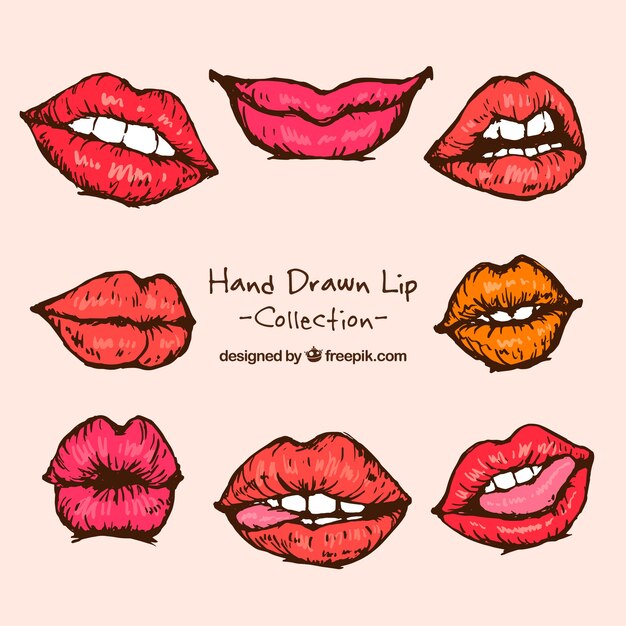 Collection of hand-painted lips