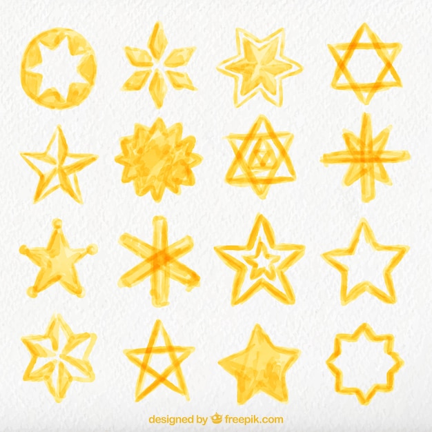 Free vector collection of hand-painted stars