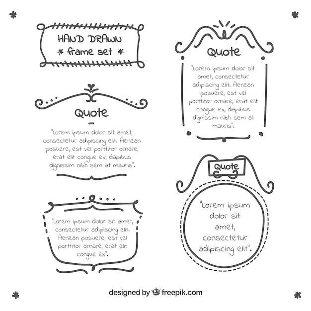 Free vector collection of hand quotes with frame