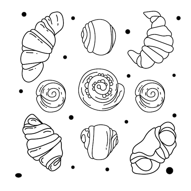 Free vector collection of handrawn elements for bakery