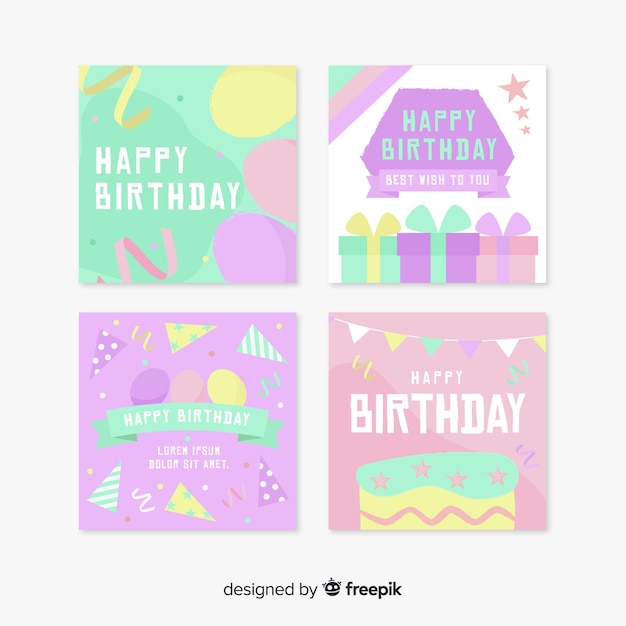 Free vector collection of happy birthday cards