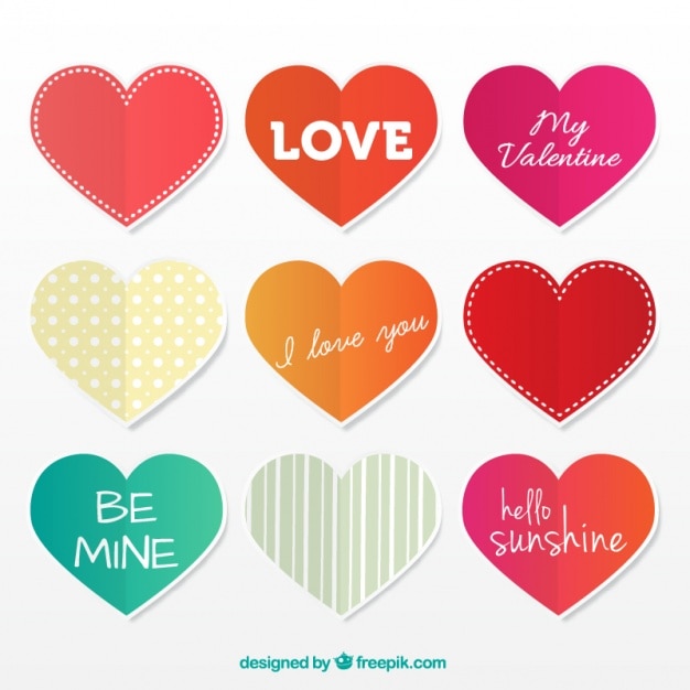 Free vector collection of hearts with messages