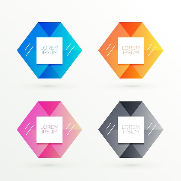 Collection of hexagonal banners