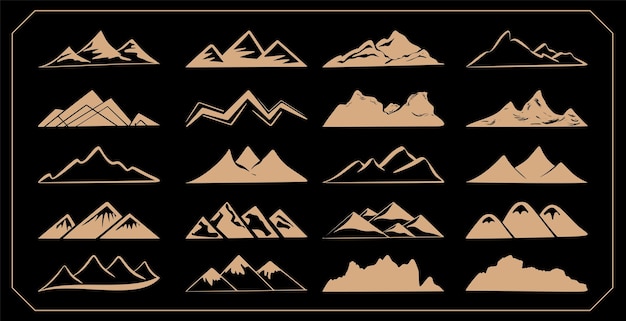 Free vector collection of high mountain terrain landscape for wildlife adventure