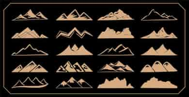 Free vector collection of high mountain terrain landscape for wildlife adventure