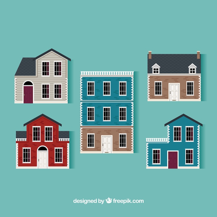 Free Vector collection of houses in realistic design