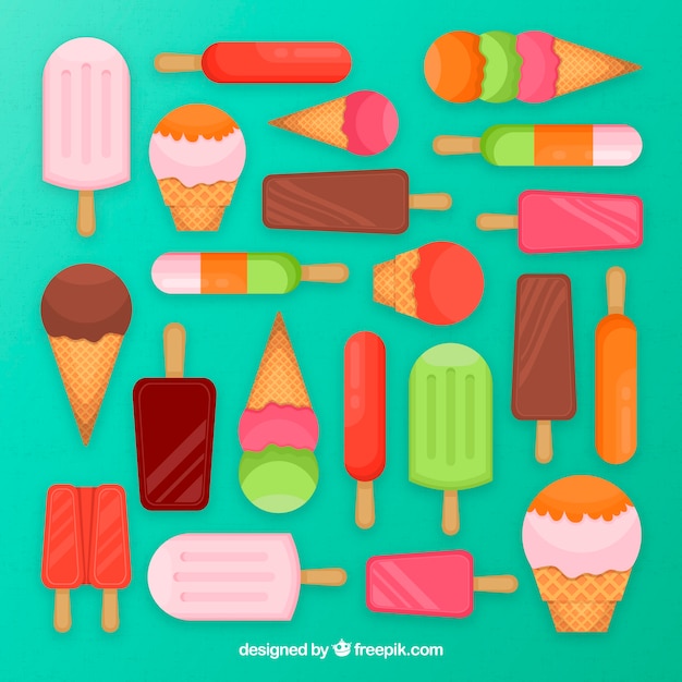 Free vector collection of ice cream assortments in flat design