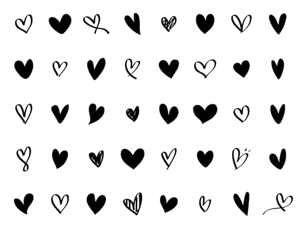 Collection of illustrated heart icons