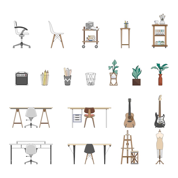 Free vector collection of illustrated items