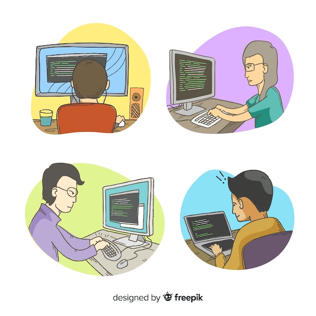 Free vector collection of illustrated programmers working