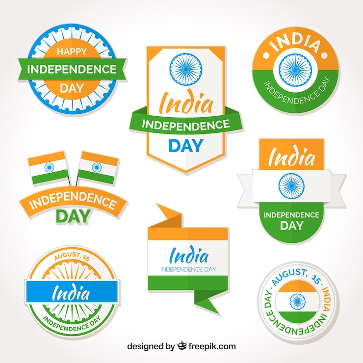 मुफ़्त वेक्टर collection of india independence day stickers and badges