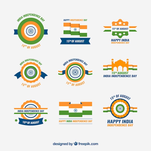 collection of indian independence day badges