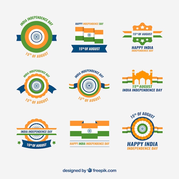 Collection of indian independence day badges