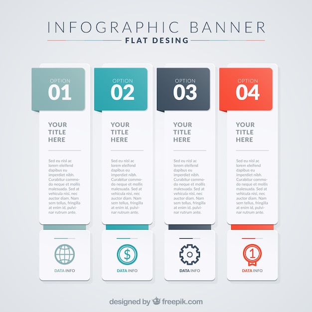 フラットデザインのインフォグラフィックバナーのコレクション