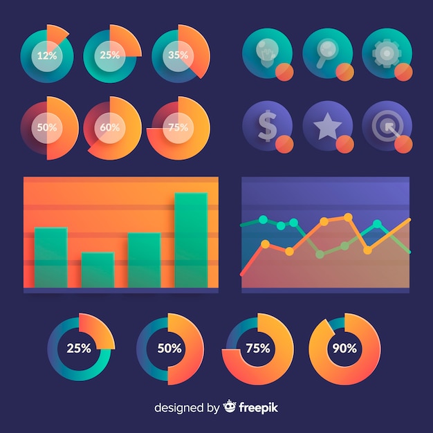 Collection of infographic elements in flat design