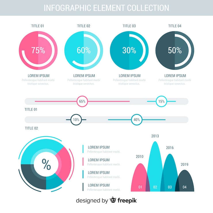 무료 Vector 플랫 스타일의 infographic 요소 컬렉션